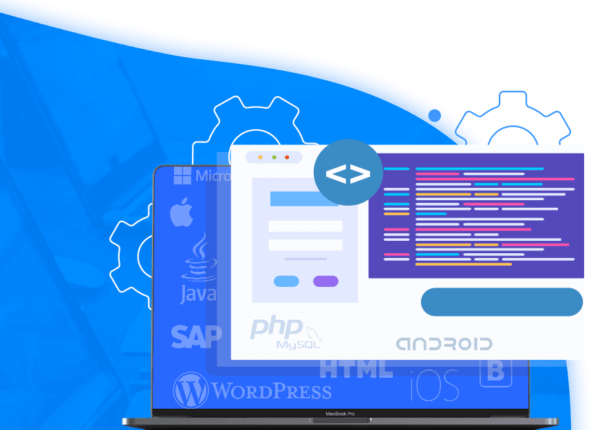 Development - laptop with tech icons
